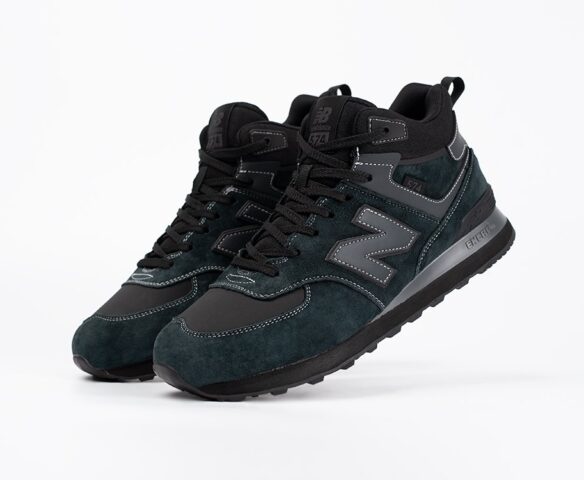 Зимние New Balance 574 Mid blue-black