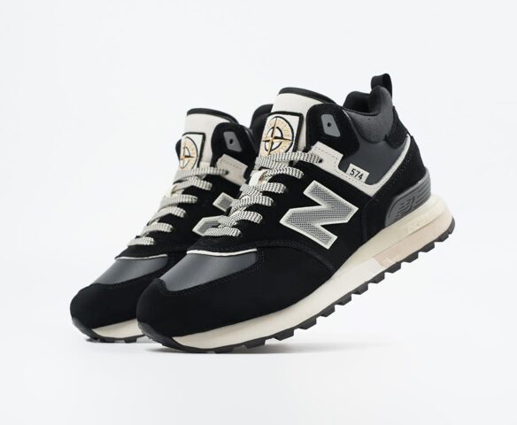 Зимние New Balance 574 Mid black suede